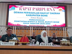DPRD Bone Gelar Rapat Paripurna Pengumuman Penetapan Bupati dan Wakil Bupati Terpilih