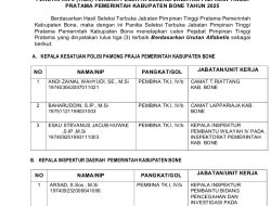 Pengumuman: Penetapan 3 (Tiga) Terbaik Peserta Seleksi Jabatan Pimpinan Tinggi Pratama Pemerintah Kabupaten Bone Tahun 2025