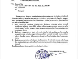 Dinas Pendidikan Bone Imbau Sekolah Tunda Study Tour Akibat Cuaca Ekstrem